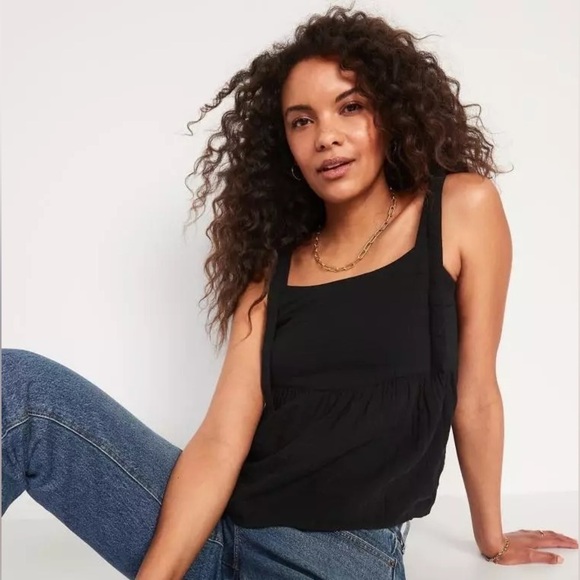 NWT! Old Navy Tie-Shoulder Waist-Defined Swing Cami Blouse - Medium 🤎 - Picture 2 of 10
